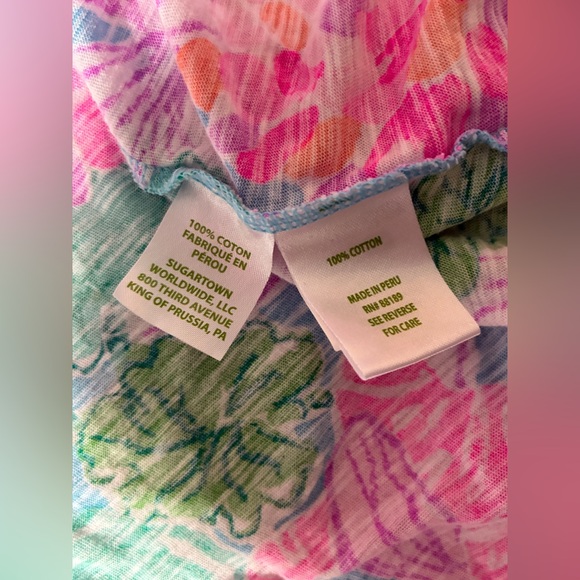 Lilly Pulitzer Etta V-Neck Cotton Tee Tigers Lair Floral Colorful - Picture 9 of 10